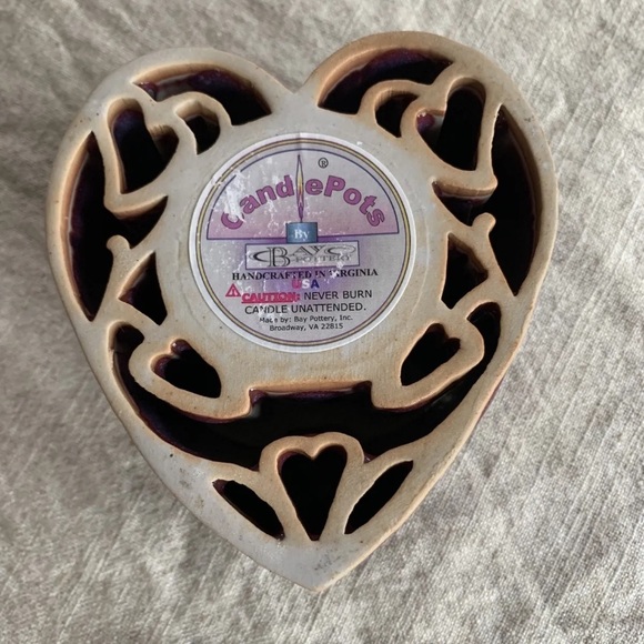 BAY POTTERY Heart Candle Pot Purple and Blue Drip Glaze Handcrafted In USA - Picture 4 of 4